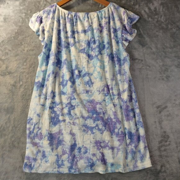 LuLaRoe Womens‎ Boho Ruffle Sleeve Top S Blue Purple Abstract Print Cottagecore - Picture 5 of 8